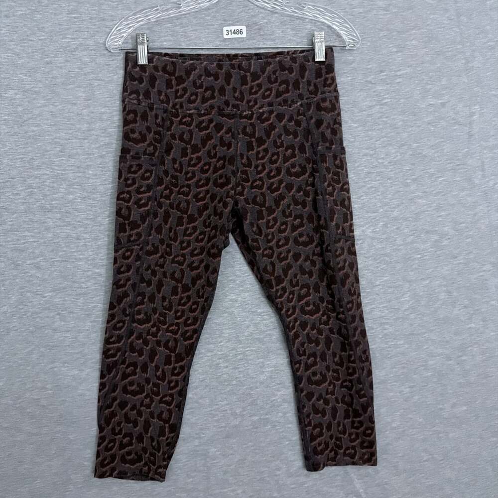 Pact Womens Medium Brown Leopard Organic Cotton Capri Leggings